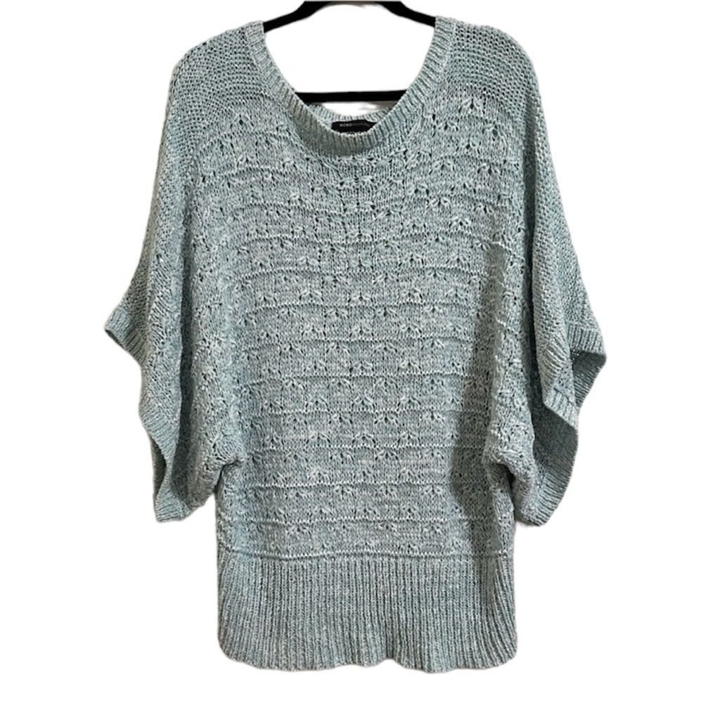 BCBGMAXAZRIA DOLMAN KIMONO OPEN KNIT STRETCHY‎ PULLOVER SEAFOAM GREEN SWEATER XL
